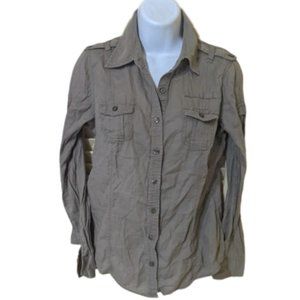 Green Button Down Cotton Khaki Army Fits Size Small